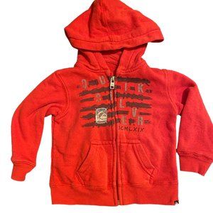 Quicksilver Boy's Red zip up hoodie sweatshirt sz 18M